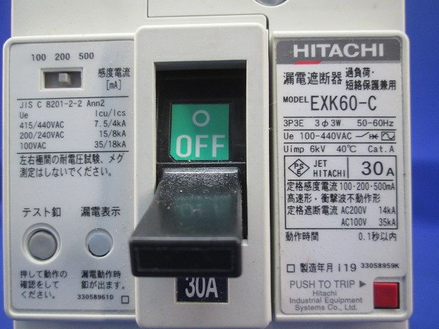 漏電遮断器3 P 3 E 30 A EXK 60-C