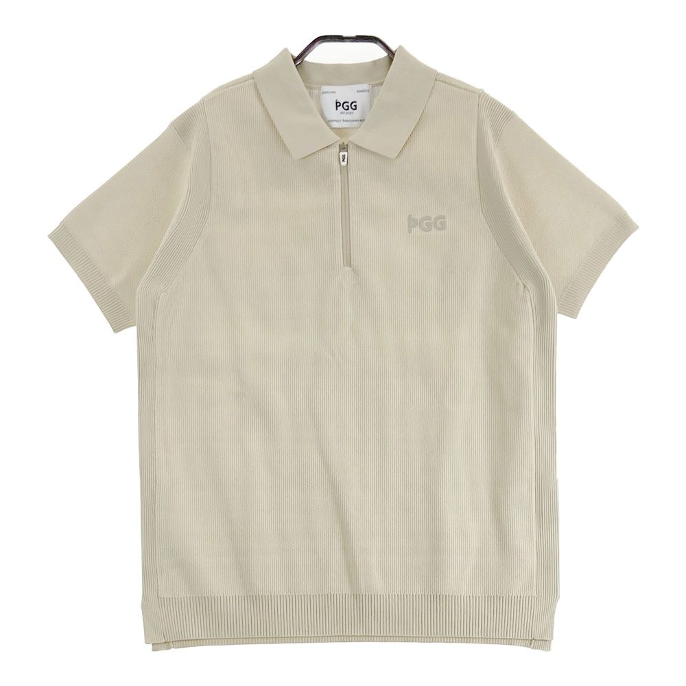 サイズ 2 PGG PEARLY GATES パーリーゲイツ 半袖ハーフジップポロシャツ ベージュ系 ゴルフウェア レディース ストスト