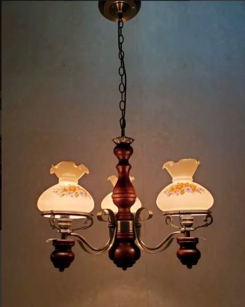花柄3灯シャンデリア 天井照明 古美色 インテリア
