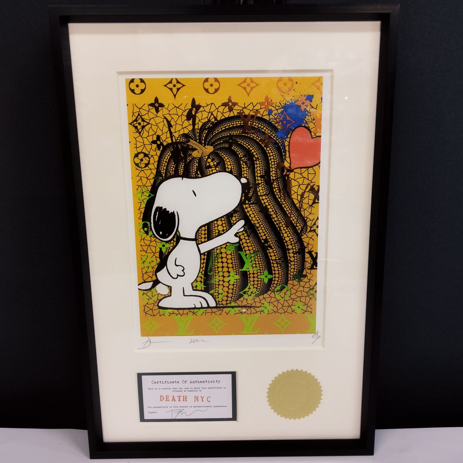 D30610】DEATH NYC 額付き 世界限定100枚 ポップアート スヌーピー