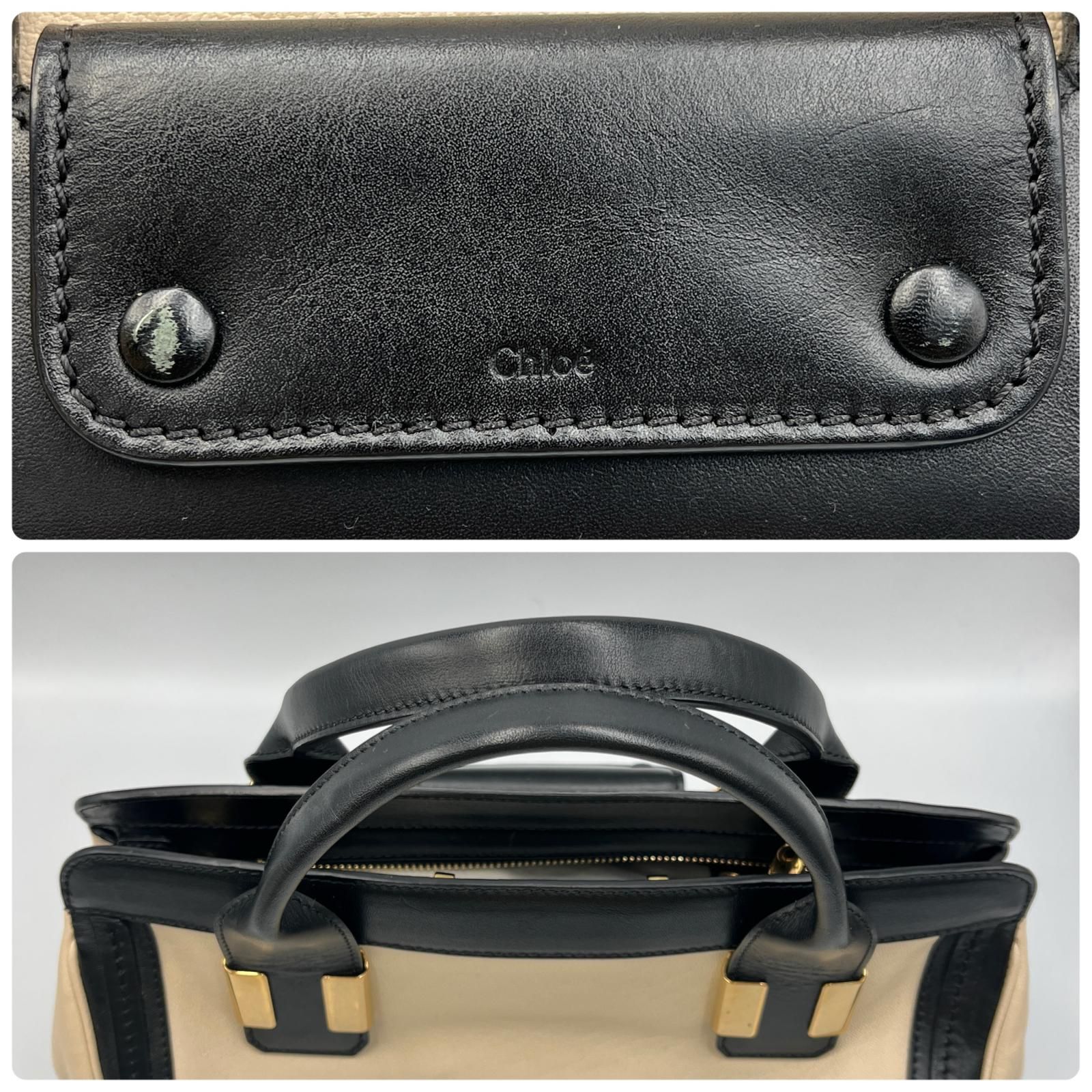 クロエ Chloe ハンドバッグ アリス 2way レザー クリーム/ブラック