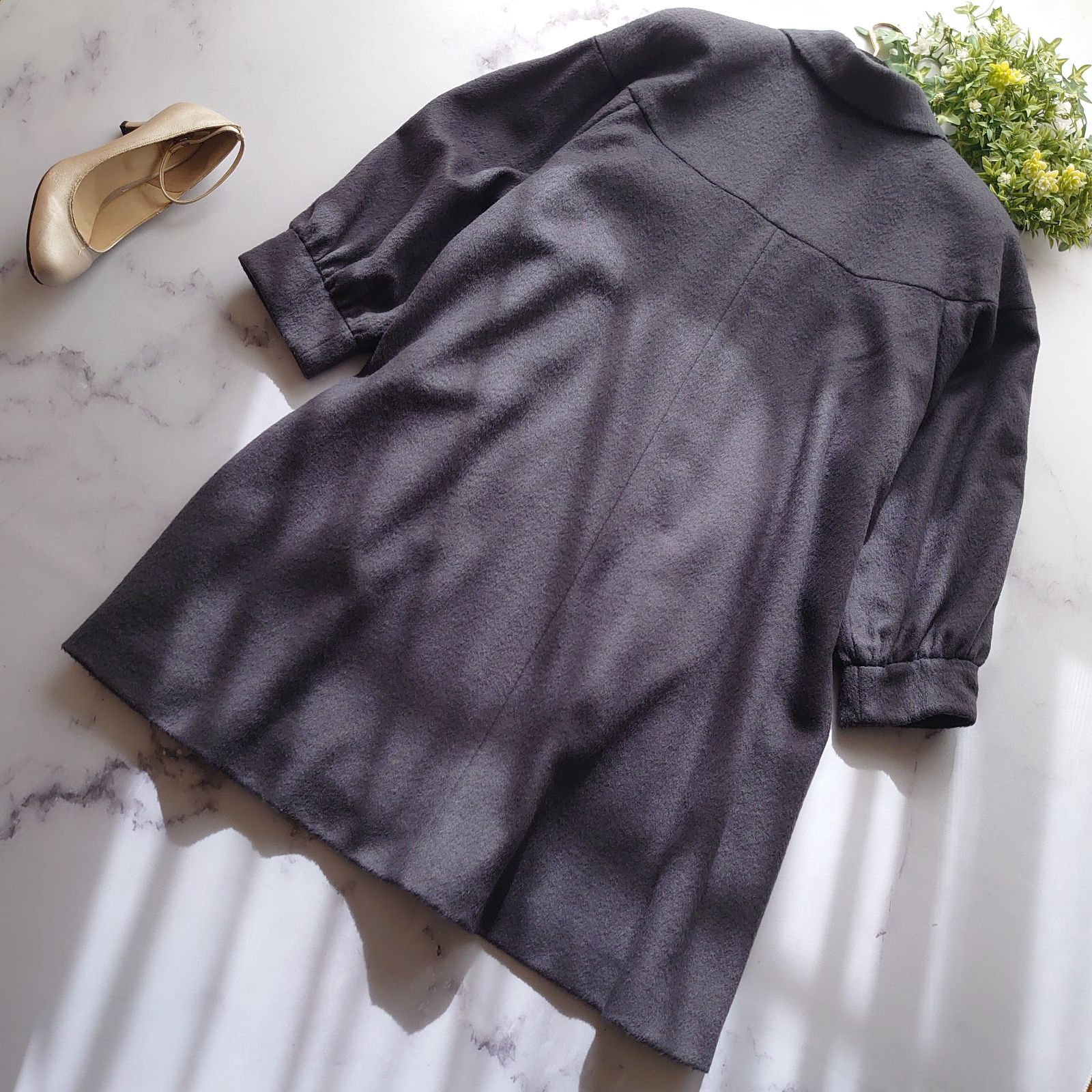 レリアン アルパカ100％ ロングコート M グレー アウター ダブル