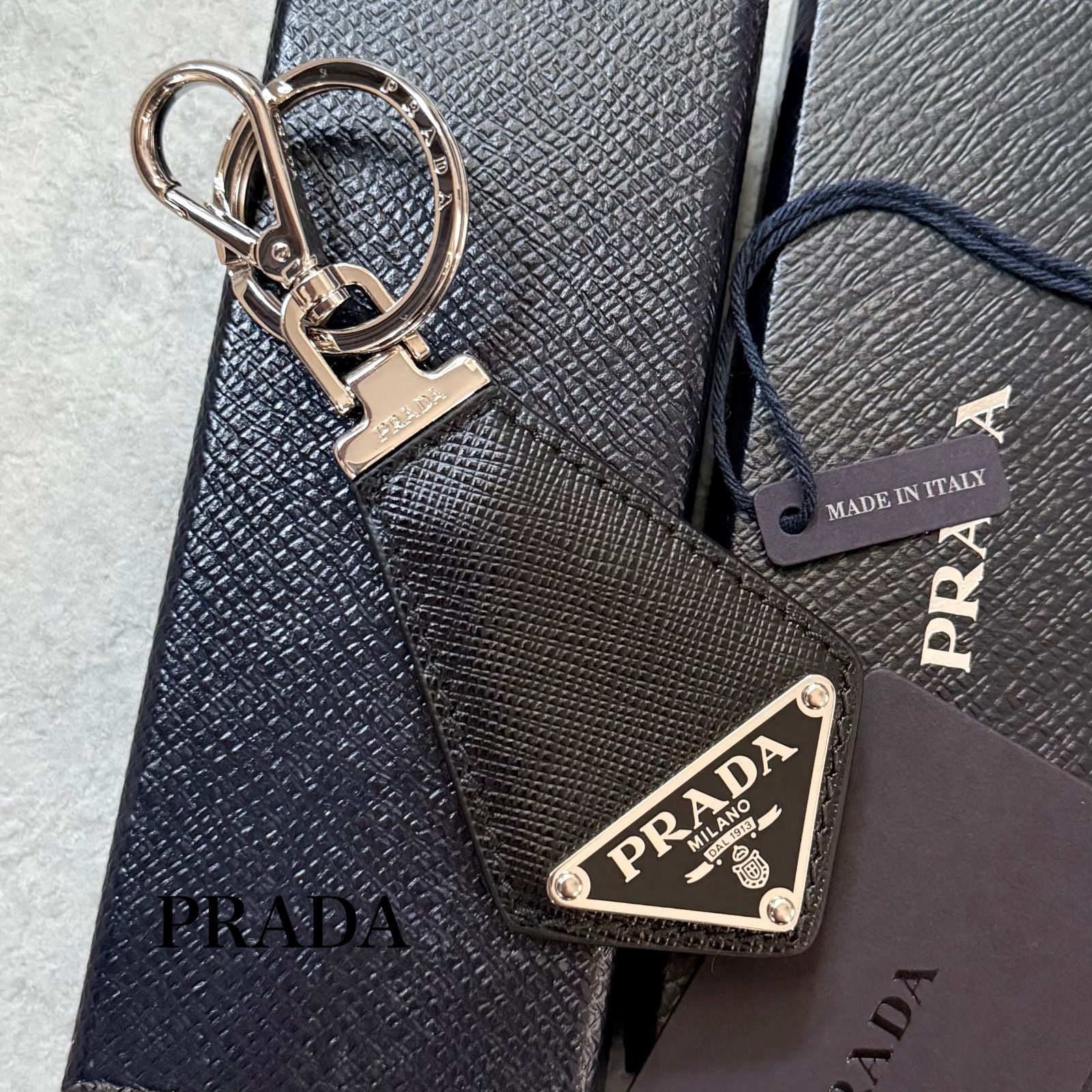 極美品 PRADA プラダ 2PP041 メタル×レザー サフィアーノレザー