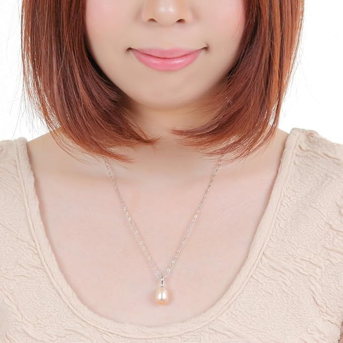 本真珠ネックレス 大粒9.5-10m ドロップ型 一粒真珠ペンダント 天然