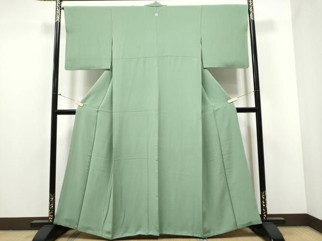 平和屋着物 上質な色無地 山葵色 正絹 hy