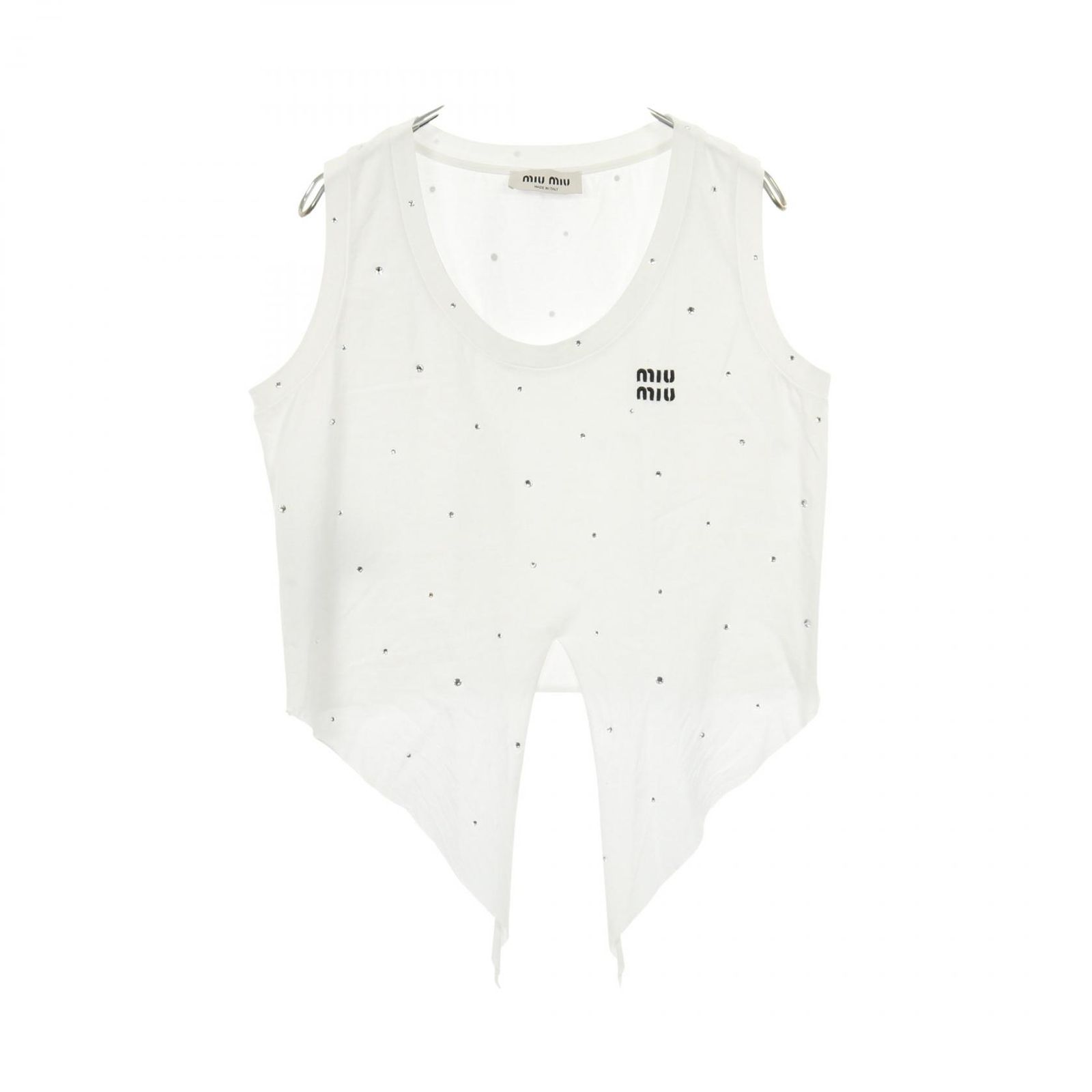 【新品未使用】miu miu タンクトップ ホワイト ミュウ ミュウ Miu Miu タンクトップ ホワイト コットン トップス