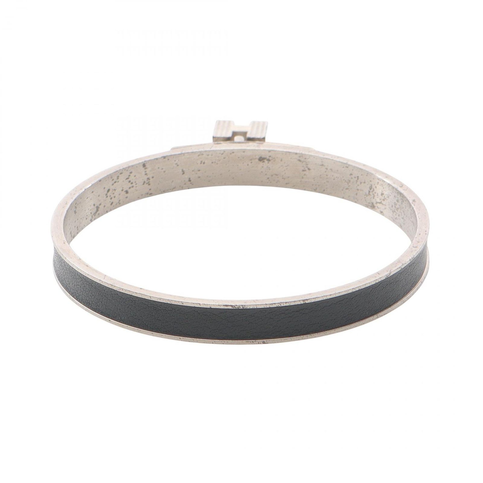 エルメス HERMES バングル ケリーバングル ブラック ステンレススチール レザー レディース B