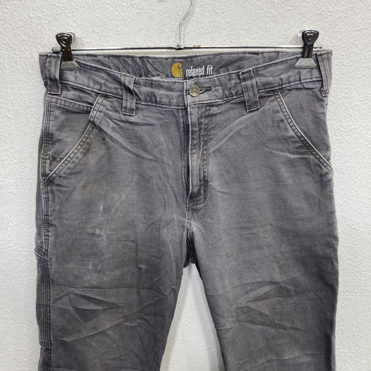 カーハート Carhartt ワークパンツ W33 ペインターパンツ グレー 古着 