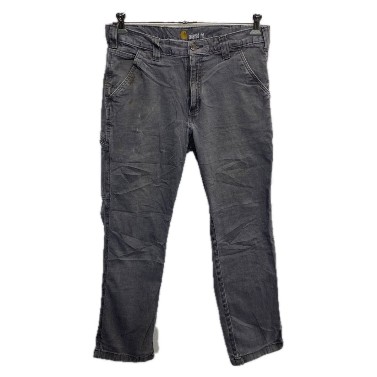 カーハート Carhartt ワークパンツ W33 ペインターパンツ グレー 古着 