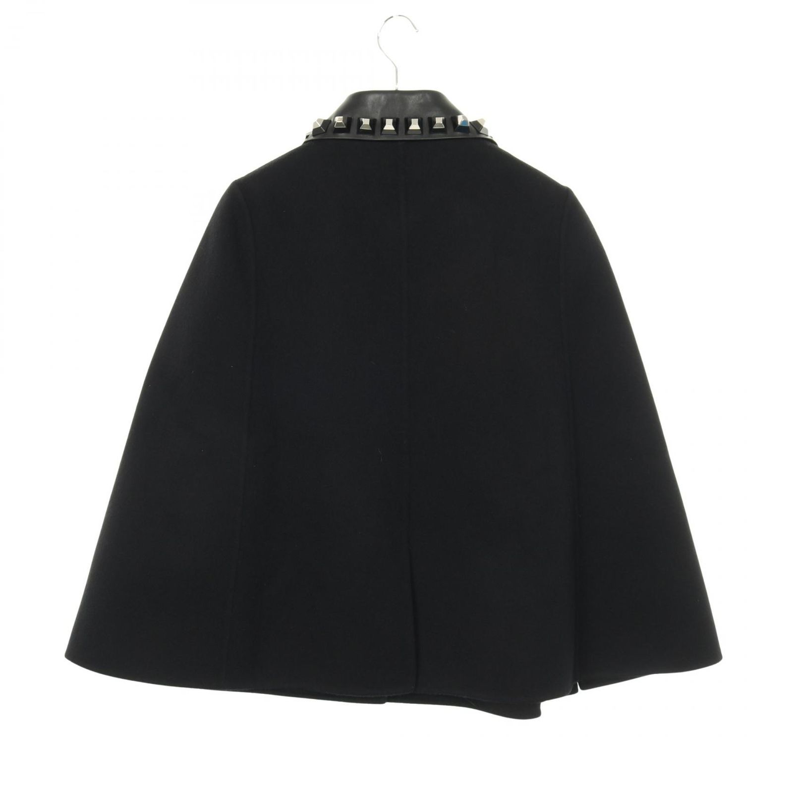 フェンディ FENDI ケープ ポンチョ ウール レザー ケープ レディース B