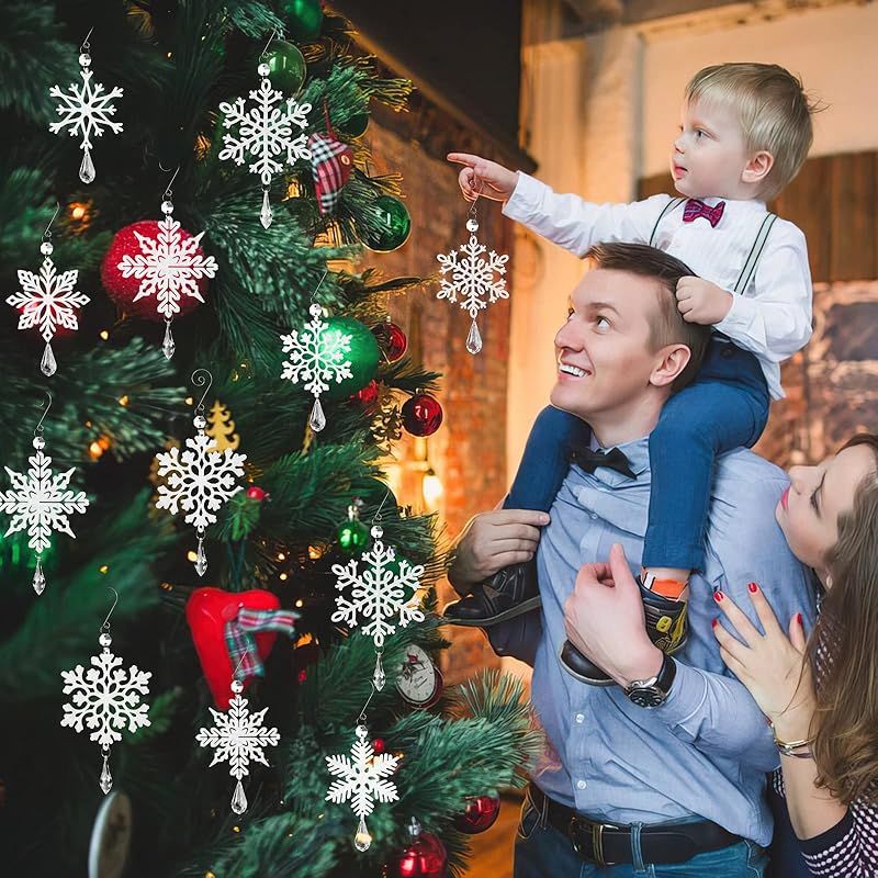 ☆彡クリスマスツリー飾り オーナメント 雪花飾り 12個 ホワイト雪花