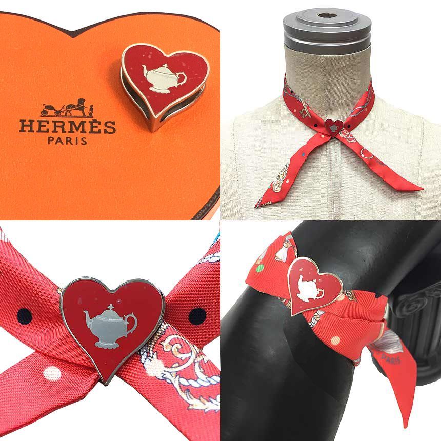 エルメスツイリー　限定　ハートトランプ 未使用 HERMES エルメス スカーフリング ツイリー用 ティータイム