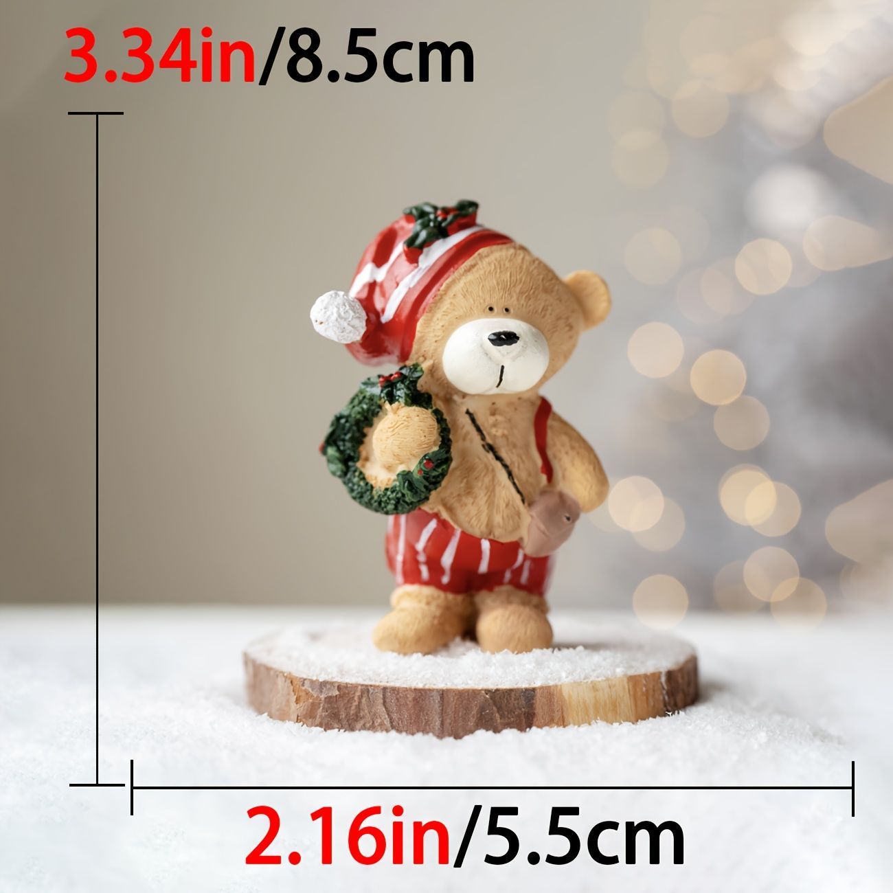 クリスマスオブジェ 置物 帽子を被っているハリネズミ クマ くま 熊 2 