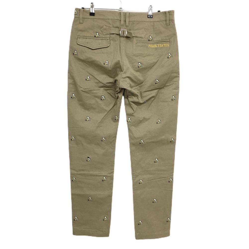 パーリーゲイツ パンツ ライトブラウン×イエロー バナナ刺しゅう総柄