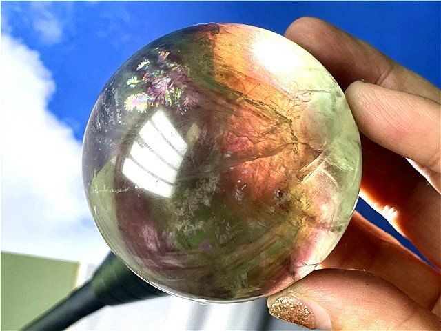 AAA級天然フローライト蛍石丸玉B88F1/140F01A