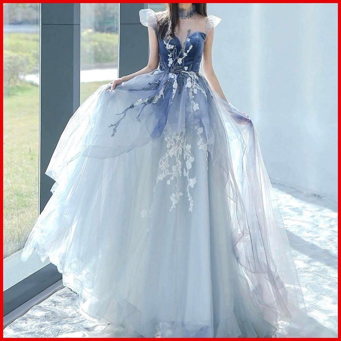 25年 ♥ 花柄が美しくゴージャスなロングイブニングドレス