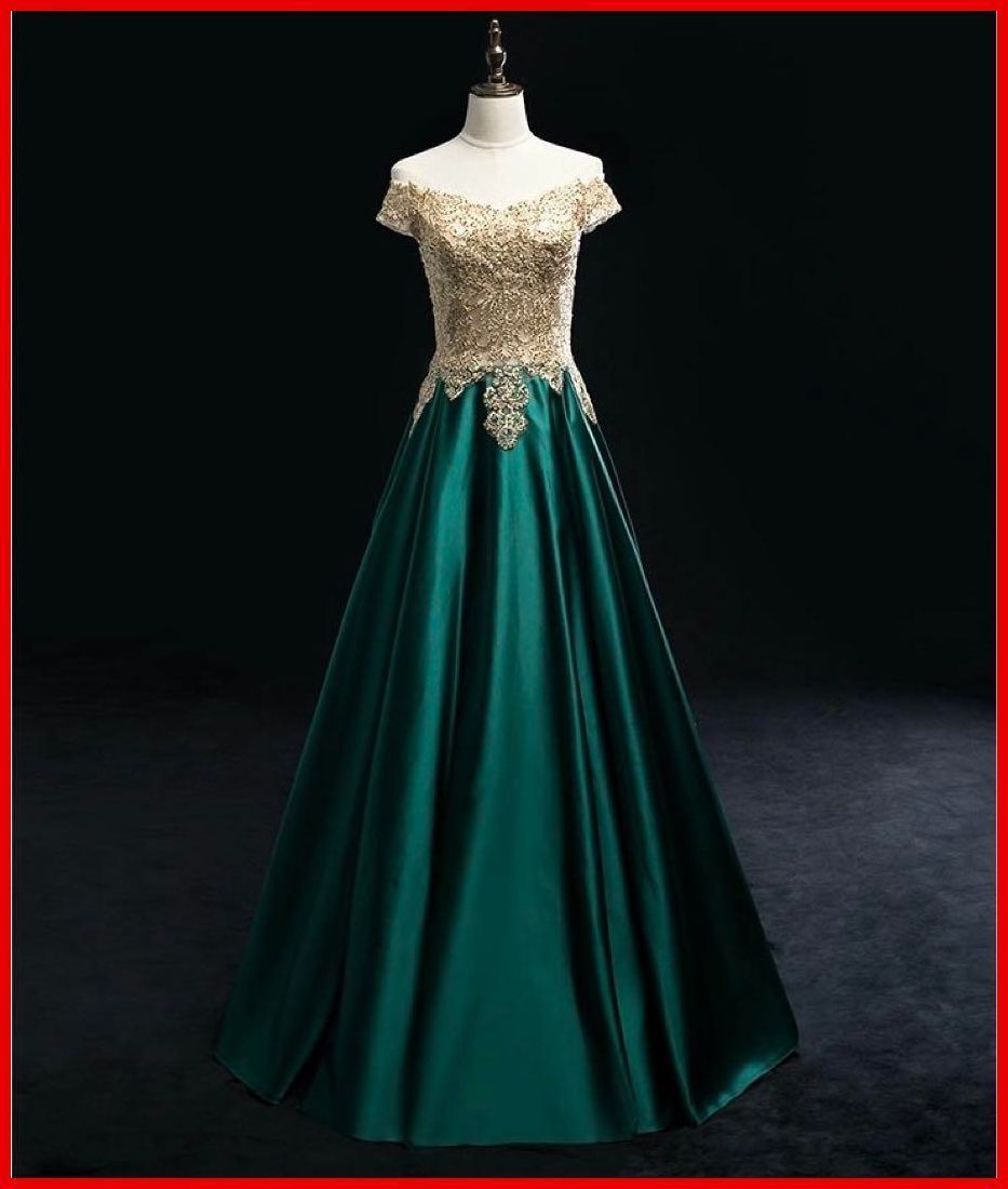 25年 ♥ 刺繍の美しい オフショル サテンイブニングドレス