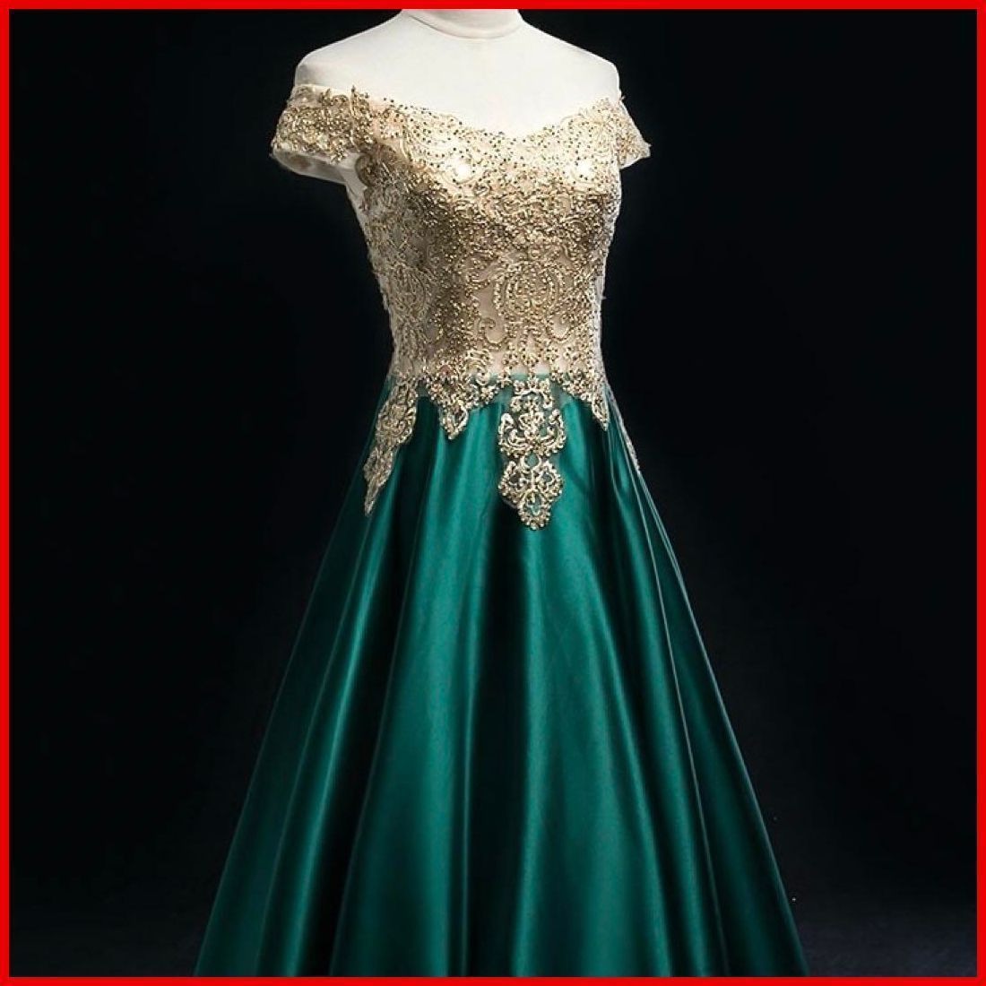 25年 ♥ 刺繍の美しい オフショル サテンイブニングドレス