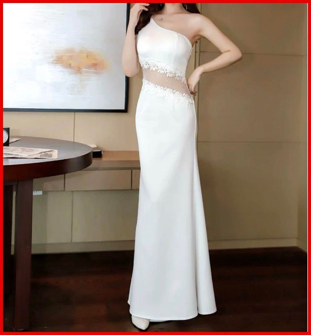 25年 ♥ 花柄にストーンが可愛い ワンショルイブニングドレス