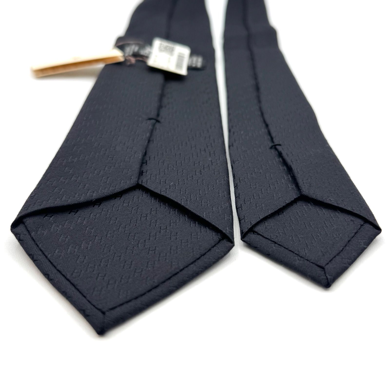 HERMES ファソネ H柄 ジャガード 黒 ネクタイ 117214 - メルカリ