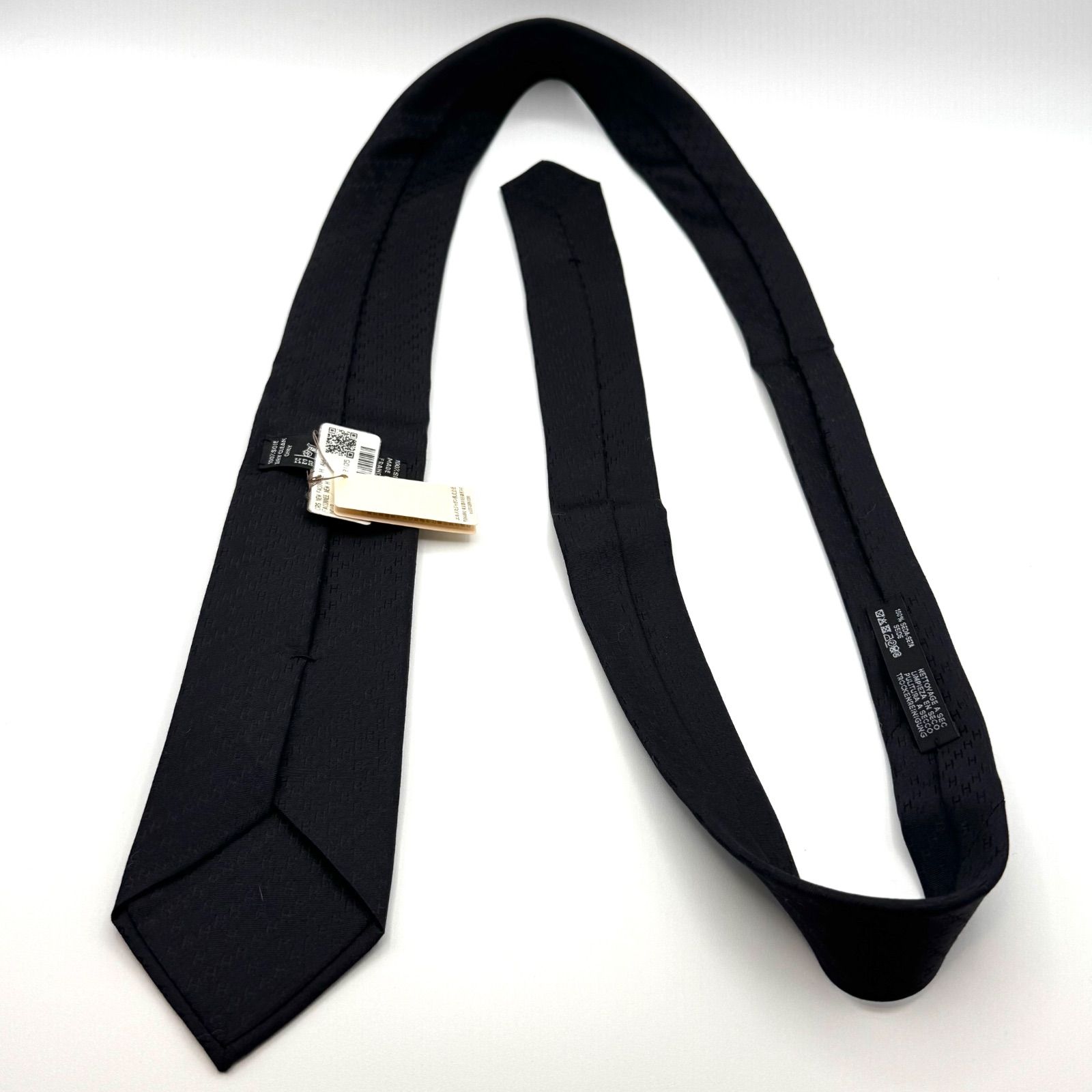 HERMES ファソネ H柄 ジャガード 黒 ネクタイ 117214 - メルカリ