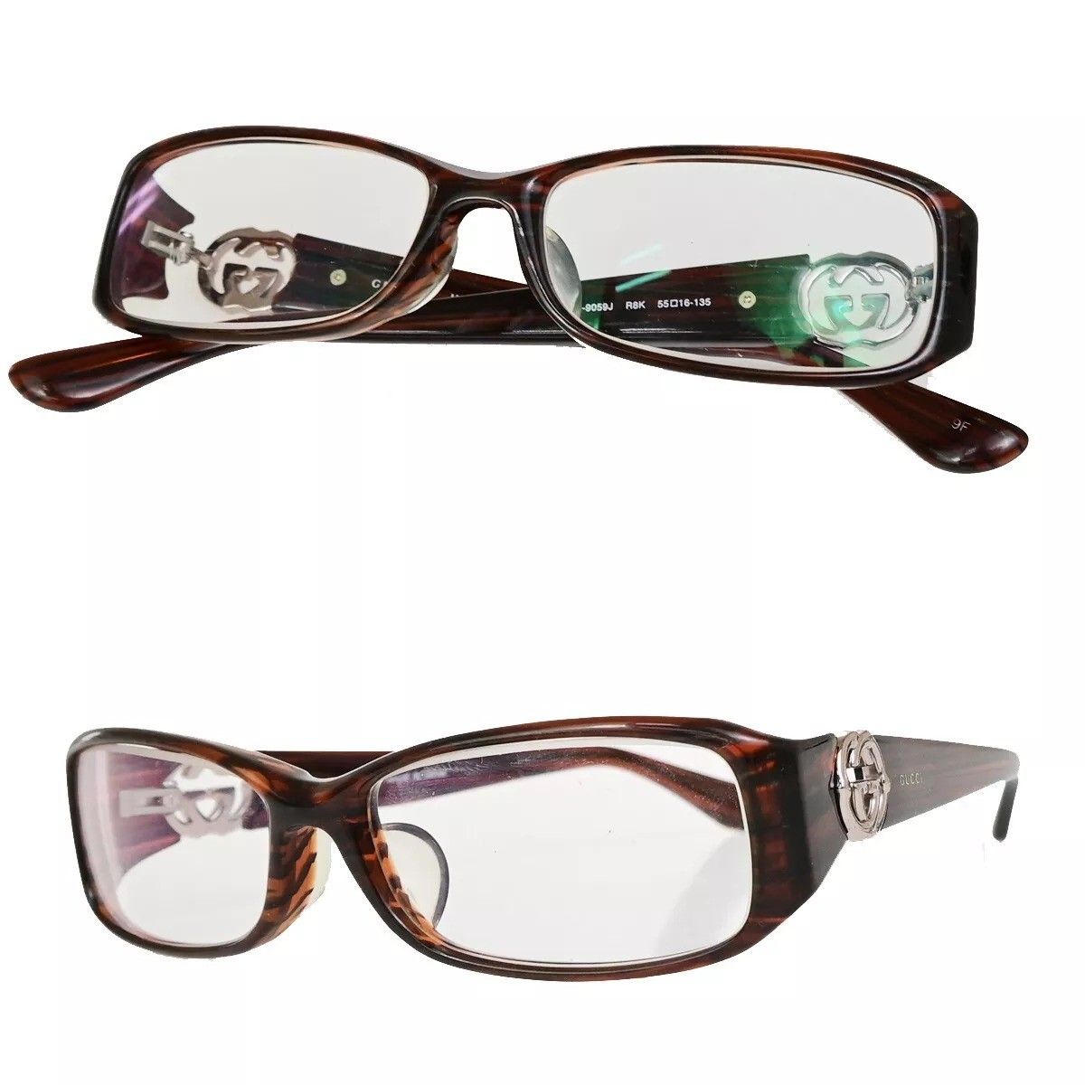GUCCI グッチ メガネ 伊達メガネ GG ロゴ ブラウン シルバー 09BS087 