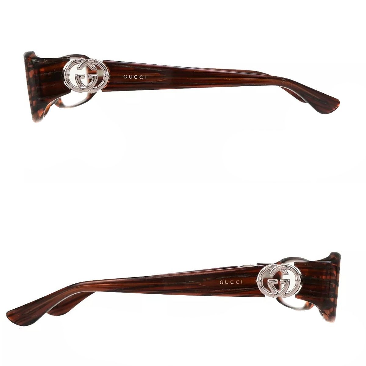 GUCCI グッチ メガネ 伊達メガネ GG ロゴ ブラウン シルバー 09 BS 087