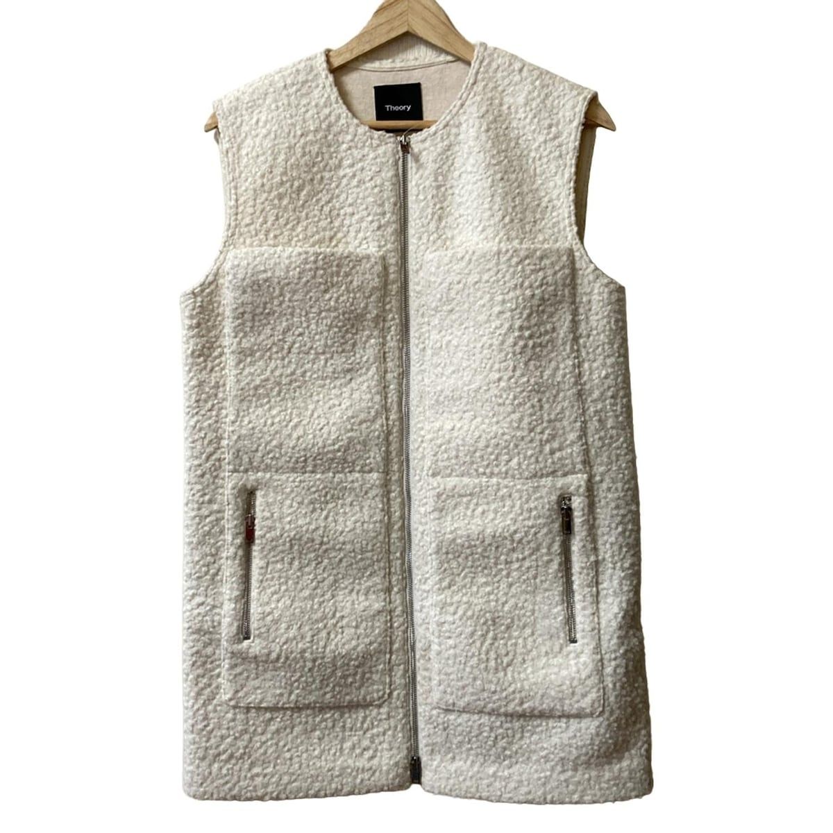 【美品】セオリー　Theory　ジップアップベスト　ジレ　アイボリー　S theory(セオリー) ベスト サイズS レディース - アイボリー ジップ