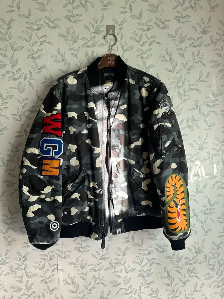 A BATHING APE ブラック カモフラージュ WGM ブルゾン ジャケット XL