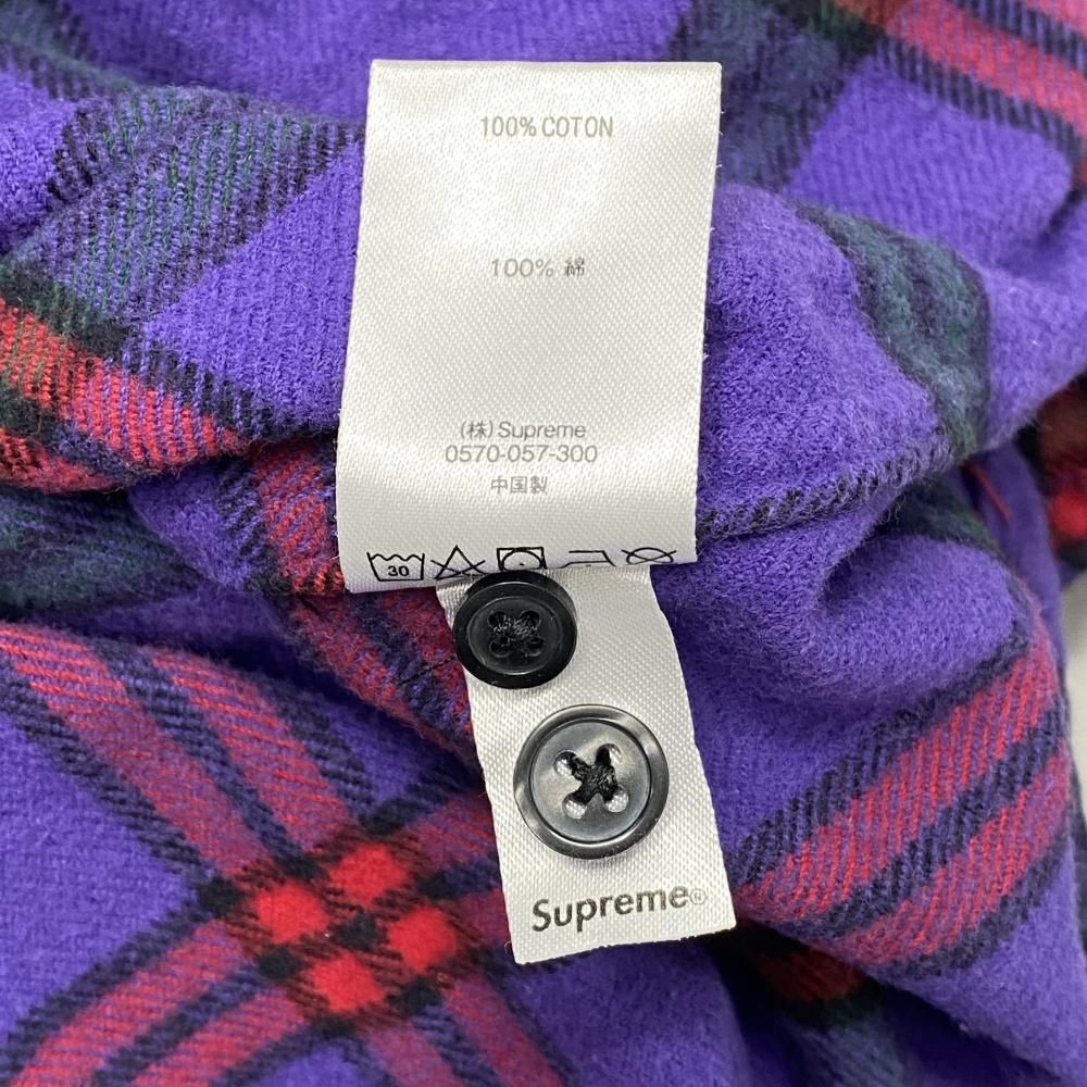 中古】Supreme Tartan Flannel Shirt パープル サイズXL ネルシャツ