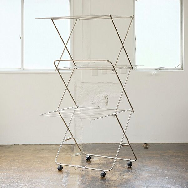 タワー型室内物干し 大 室内干し 部屋干し ステンレス 物干し 折りたたみ コンパクト 洗濯物 タオル バスタオル キャスター付き ランドリースタンド 省スペース 洗濯用品 OKI 00001 JP