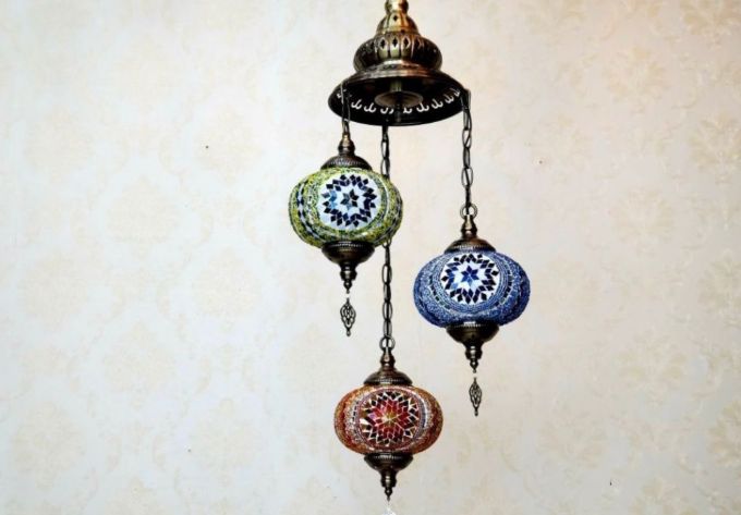 引掛けシーリング用 トルコランプ 職人手作り カラーガラス 吊り下げ