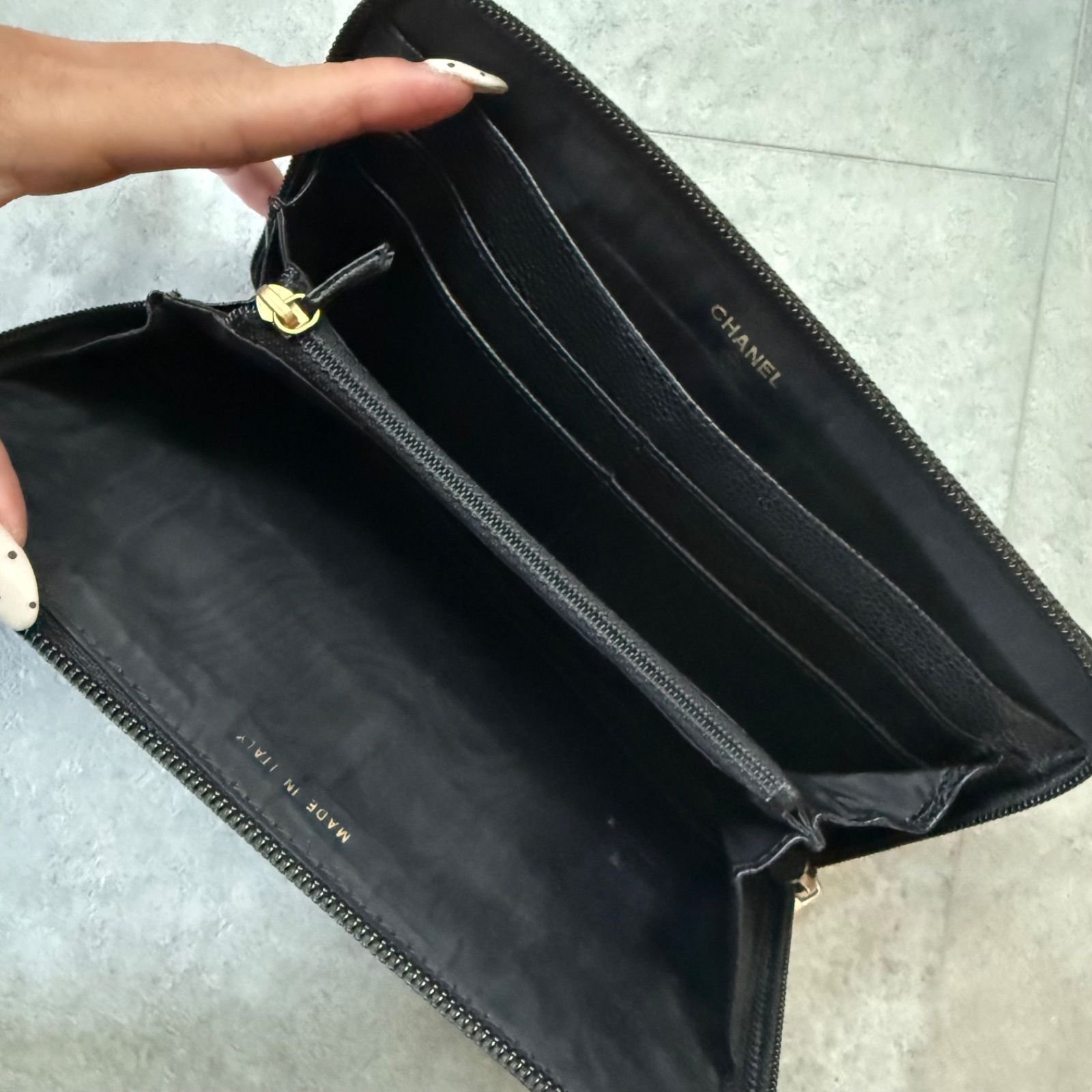 CHANEL シャネル ラウンドファスナー長財布 キャビアスキン ココマーク