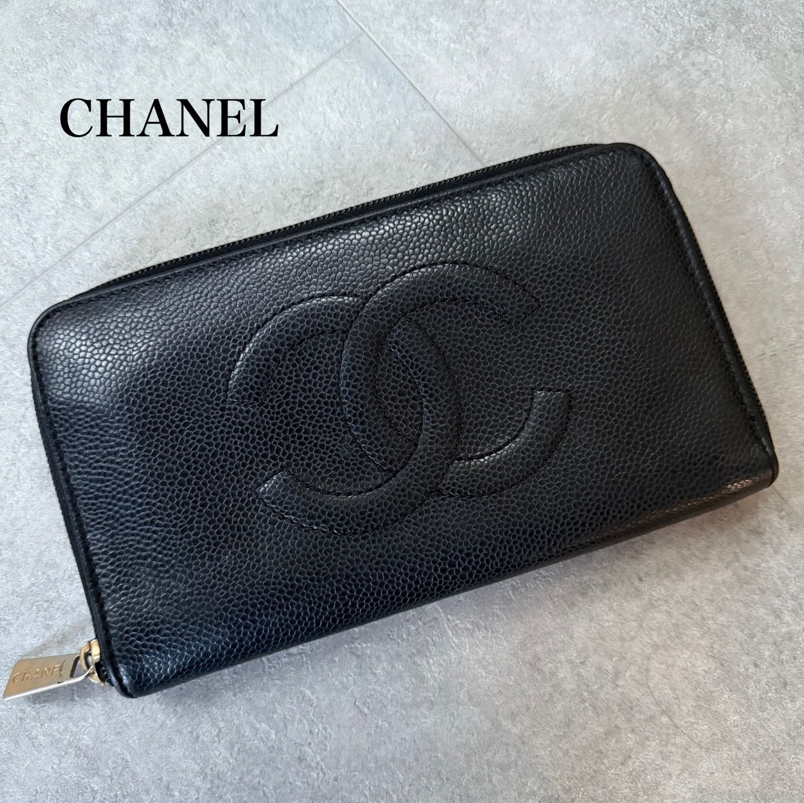 CHANEL シャネル ラウンドファスナー長財布 キャビアスキン ココマーク