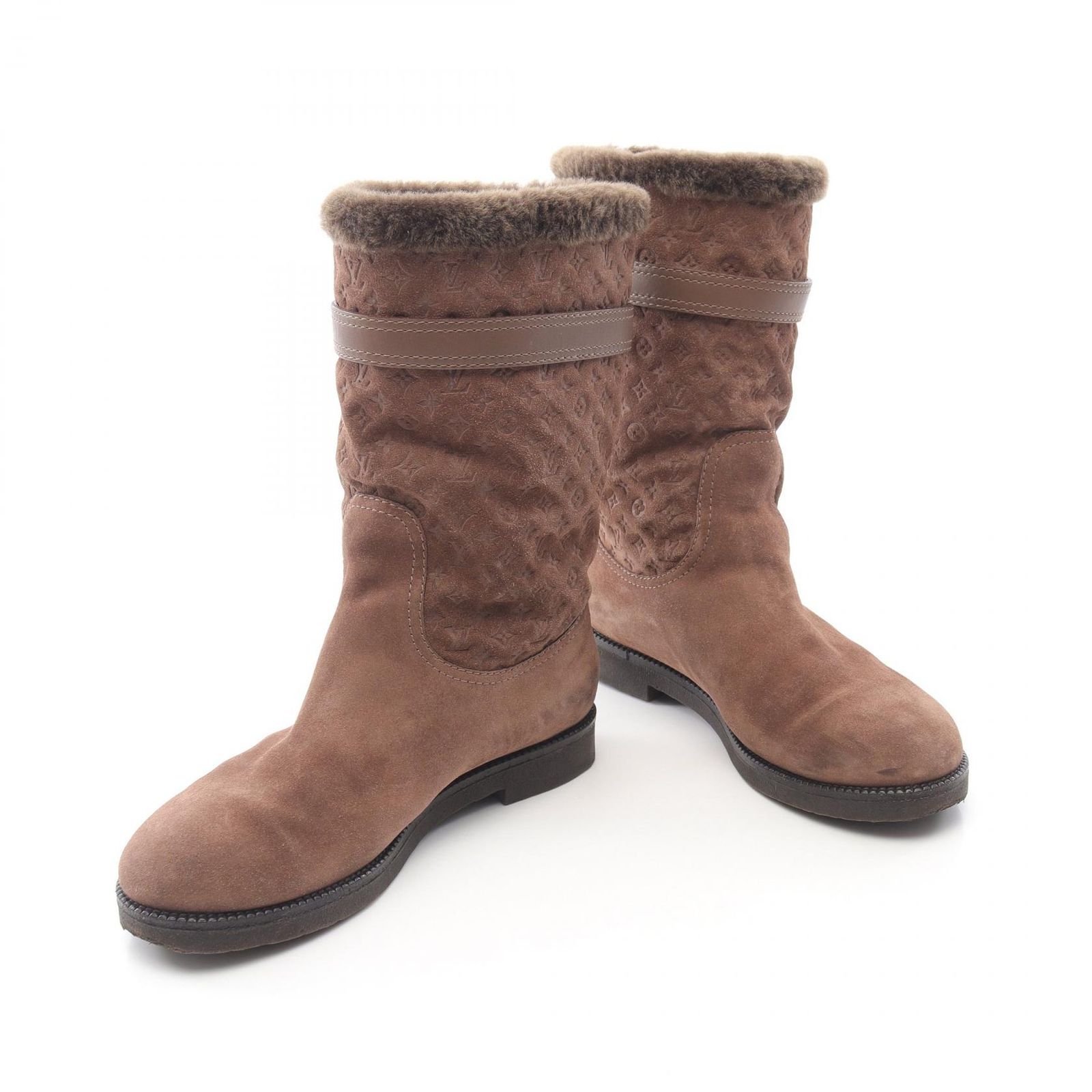 LOUIS VUITTON ムートンブーツ　モノグラム　ブラウン　サイズ34 ルイ・ヴィトン LOUIS VUITTON ブーツ モノグラム ブラウン ムートン