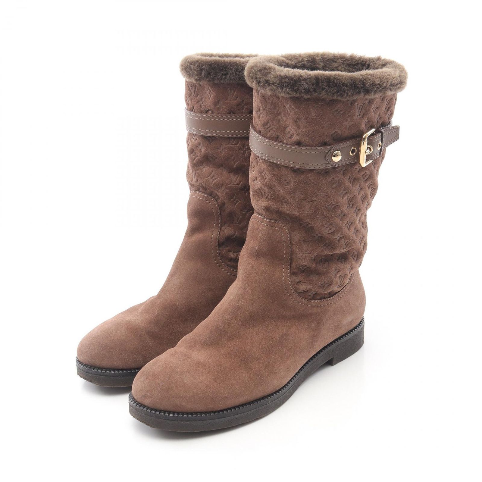 ルイ ヴィトン LOUIS VUITTON ブーツ モノグラム ブラウン ムートン レディース B