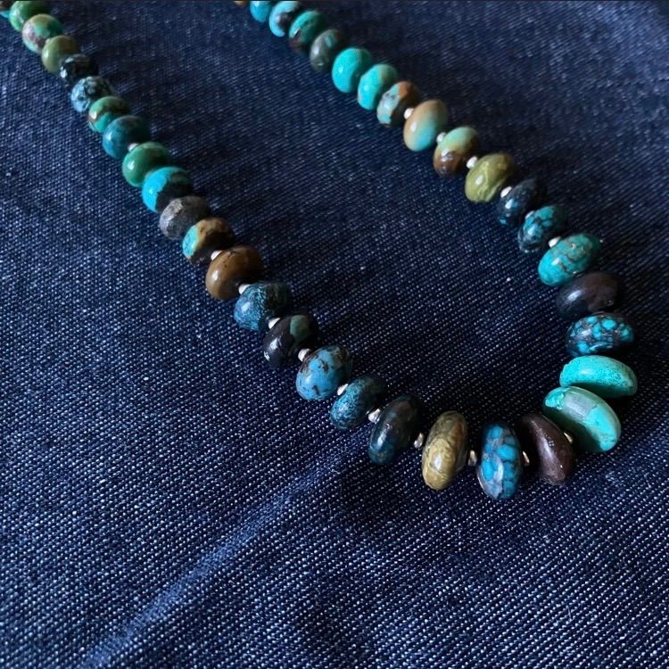 silver925ナバホパール×天然ターコイズ グラデーション ボリューム