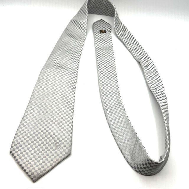 ルイヴィトン マイクロ ダミエ シルバー 銀色 ネクタイ - メルカリ