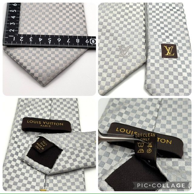 ルイヴィトン マイクロ ダミエ シルバー 銀色 ネクタイ - メルカリ