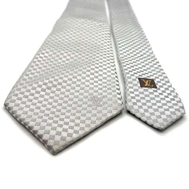 ルイヴィトン マイクロ ダミエ シルバー 銀色 ネクタイ - メルカリ