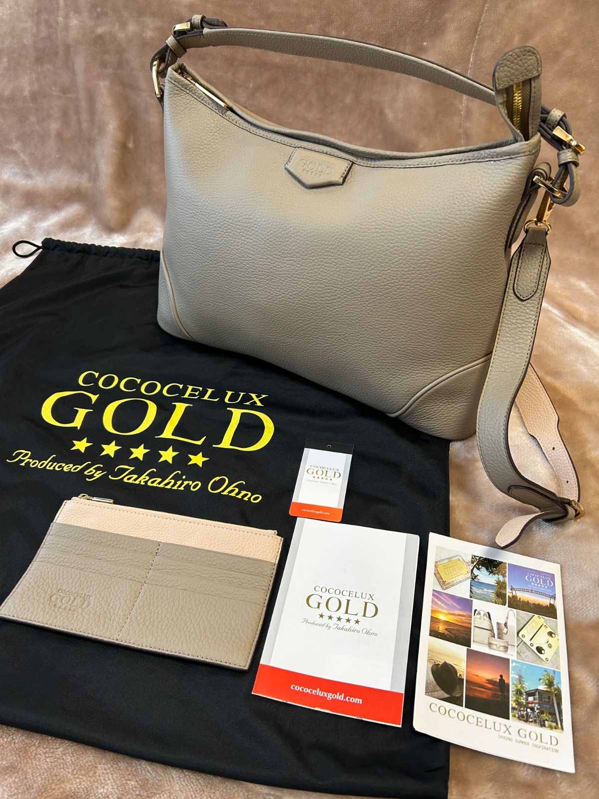 未使用　ココセリュックスゴールド　シボ革　レザー　ハンドバッグ　2way ココセリュックスゴールド2WAYショルダーバッグショルダーバックワン