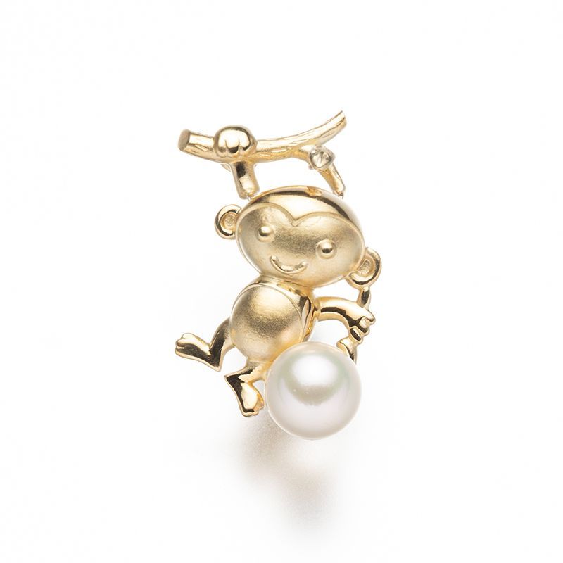アコヤパールピンブローチ モンキー1 7.5 mm 真珠 パール 冠婚葬祭 ギフト