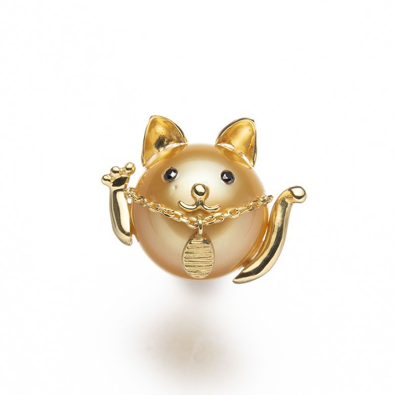 白蝶 金色 パールピンブローチ 12 0 mm ブラックダイヤ0 02 ct 真珠 パール 冠婚葬祭 ギフト