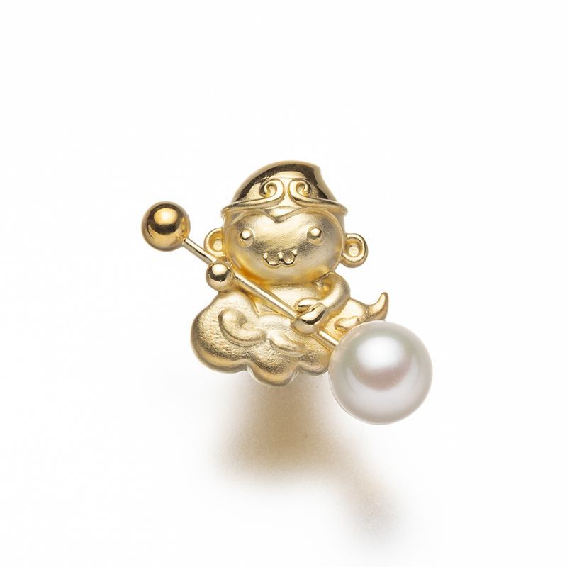 アコヤパールピンブローチ モンキー3 7.5 mm 真珠 パール 冠婚葬祭 ギフト