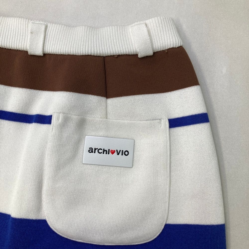 サイズ：36 ARCHIVIO アルチビオ ; ニット プリーツスカート ボーダー