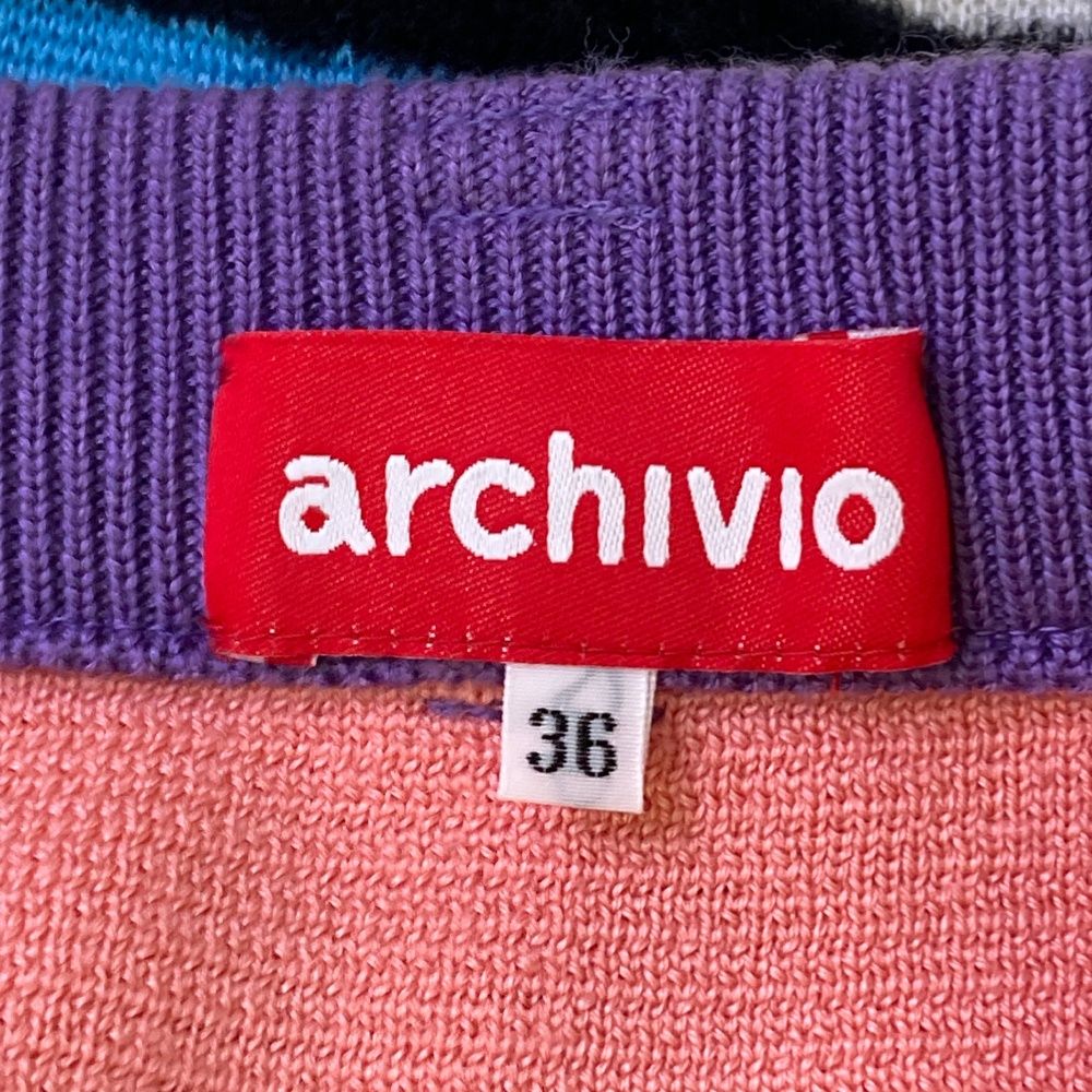 サイズ：36 ARCHIVIO アルチビオ ニット プリーツスカート ボーダー柄