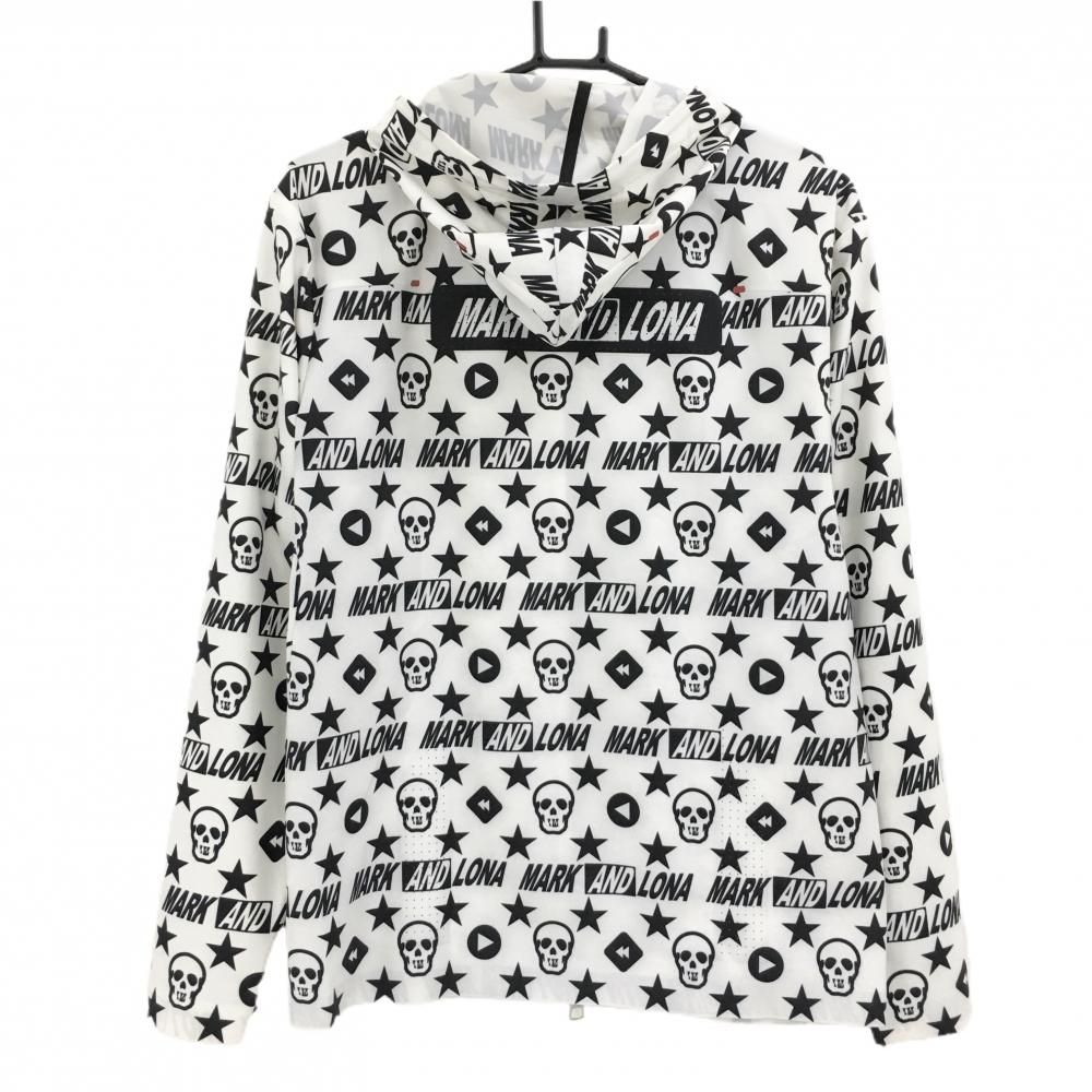 マークアンドロナ ジャケット 白×黒 スカル×星総柄 メンズ 46(M