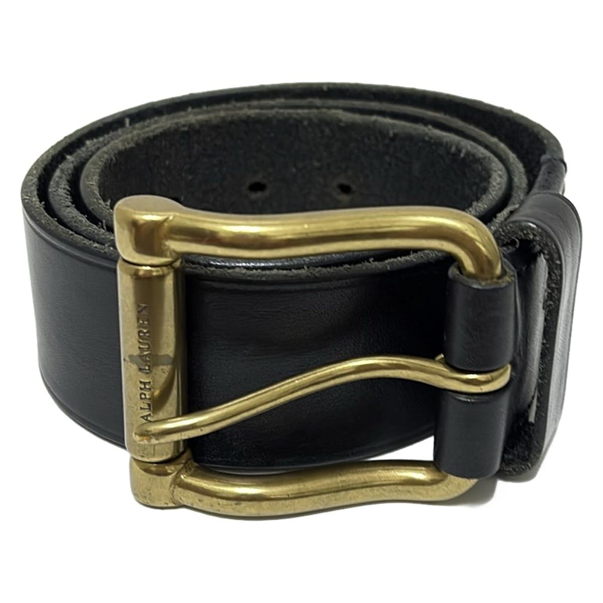 RalphLauren(ラルフローレン) ベルト - 黒×ゴールド レザー - メルカリ