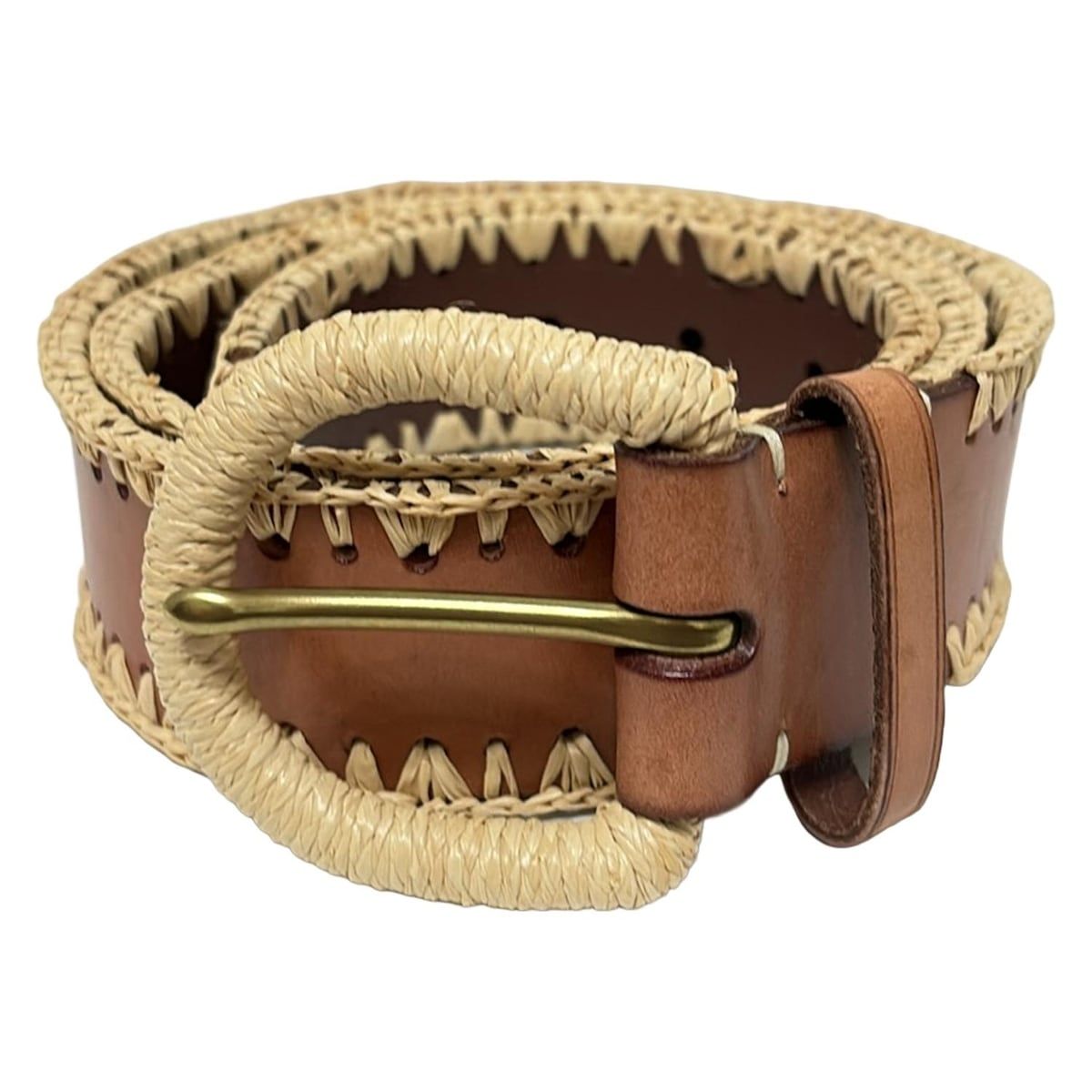 POLObyRalphLauren ポロラルフローレン ベルト M ブラウン ベージュ ゴールド レザー