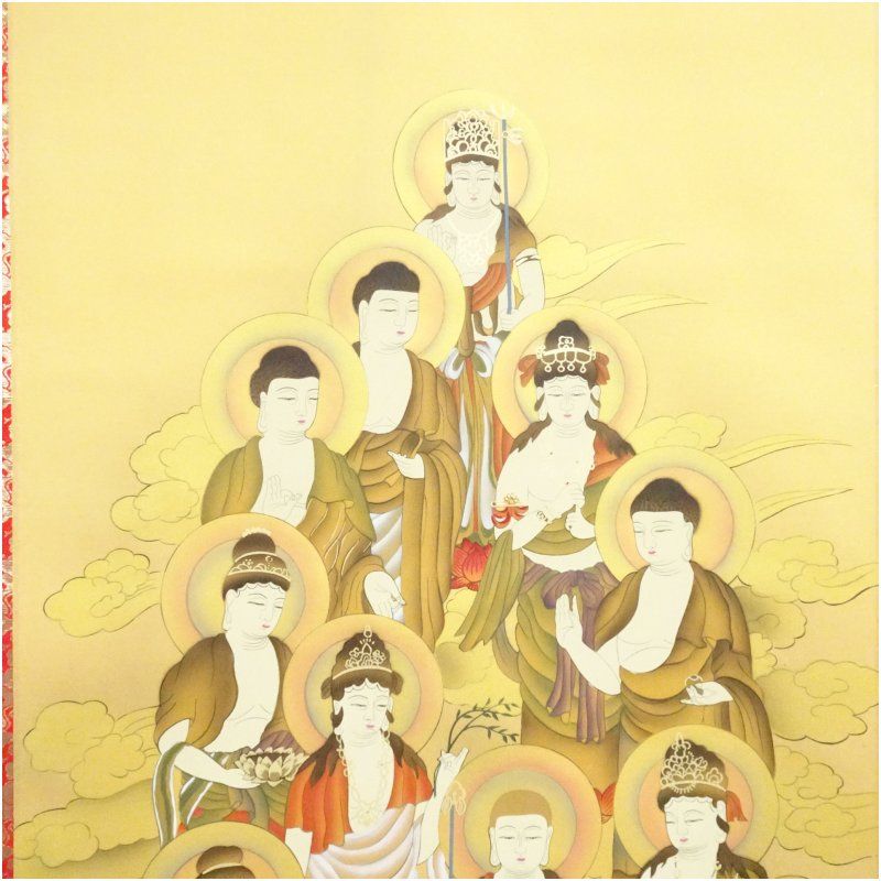 福田素仙筆 十三仏 肉筆絹本掛軸（共箱） 掛け軸 床の間 書 おしゃれ